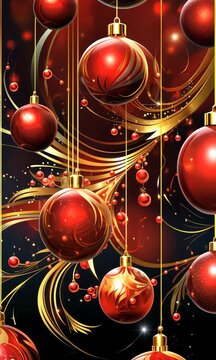 Christmas red balls decoration background