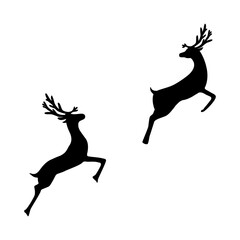 Reindeer silhouette isolated on white background 