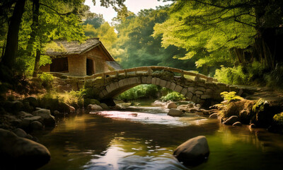 bridge over the river in the park
