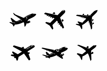 Set of Airplane shadow silhouette vector design