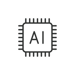Processor AI, icon in line design. Processor, AI, technology, chip, circuit, data, hardware on white background vector. Processor AI editable stroke icon