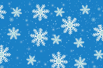 Snowy day with patterned snowflakes and blue peaks. winter lie concept. a snowy day with patterned snowflakes and blue peaks. a wintery day with snowflakes and a patterned teddy bear on a snowy.