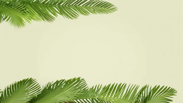 A fresh green 4k fern leaves background video ideal light beige banner design Perfect summer spring sales promotions clean minimal can adapted various campaigns advertisements wall display floral