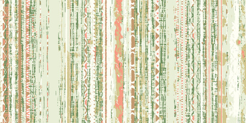 stripes irregular lines seamless pattern flowers, design elements. grunge textured textile, fabric, wallpapers © PATTERN_SPIRIT