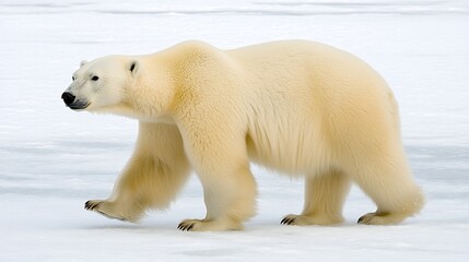 Fototapeta premium A Polar Bear Walking Across Snowy Terrain