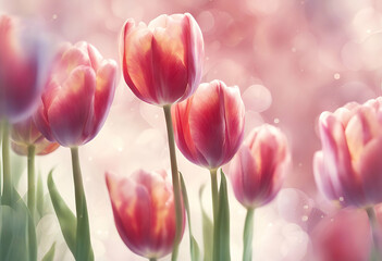 Fototapeta premium tulip summer flower watercolor flowers floral illustration spring