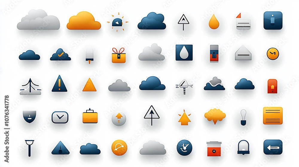 Aufkleber collection of vibrant and atmospheric foggy weather icons featuring misty clouds low visibility symb