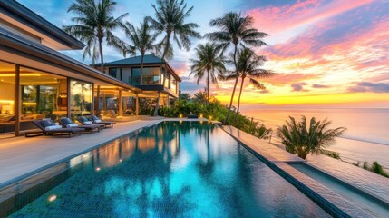Luxury Villa with Infinity Pool Overlooking Ocean Sunset