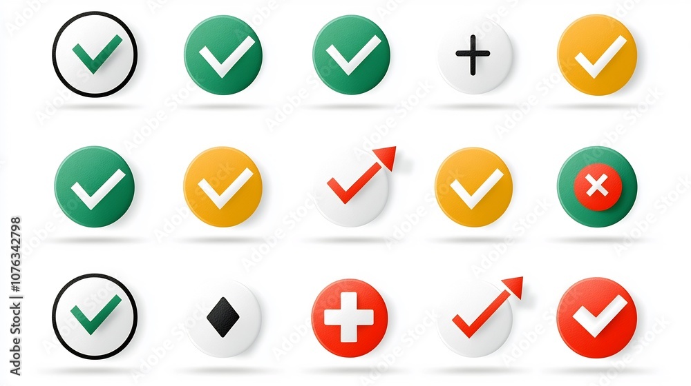 Poster Vibrant and Distinctive Approval and Rejection Icons Designed for User Interface Digital Choices and Visual Decision Making Processes