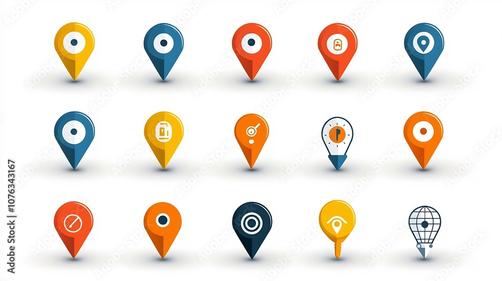 Leinwandbilder colorful and vibrant icons featuring location markers gps symbols and maps for seamless navigation a