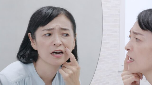 ほうれい線に悩むミドル女性（美容）