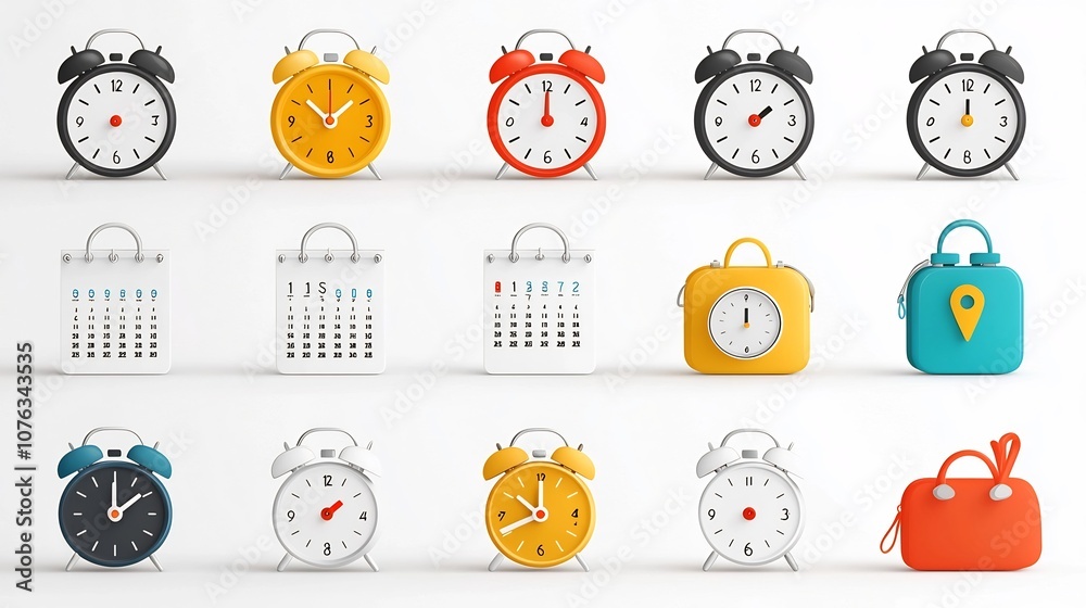 Leinwandbilder vibrant featuring a collection of icons focused on meeting and appointment scheduling including cloc