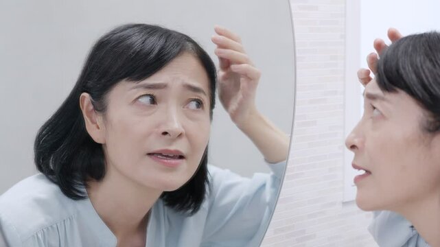 薄毛に悩むミドル女性（美容）