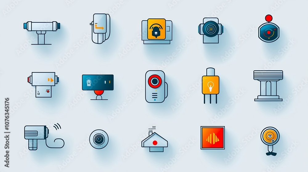 Aufkleber colorful of smart home technology icons including security automation symbols representing connected