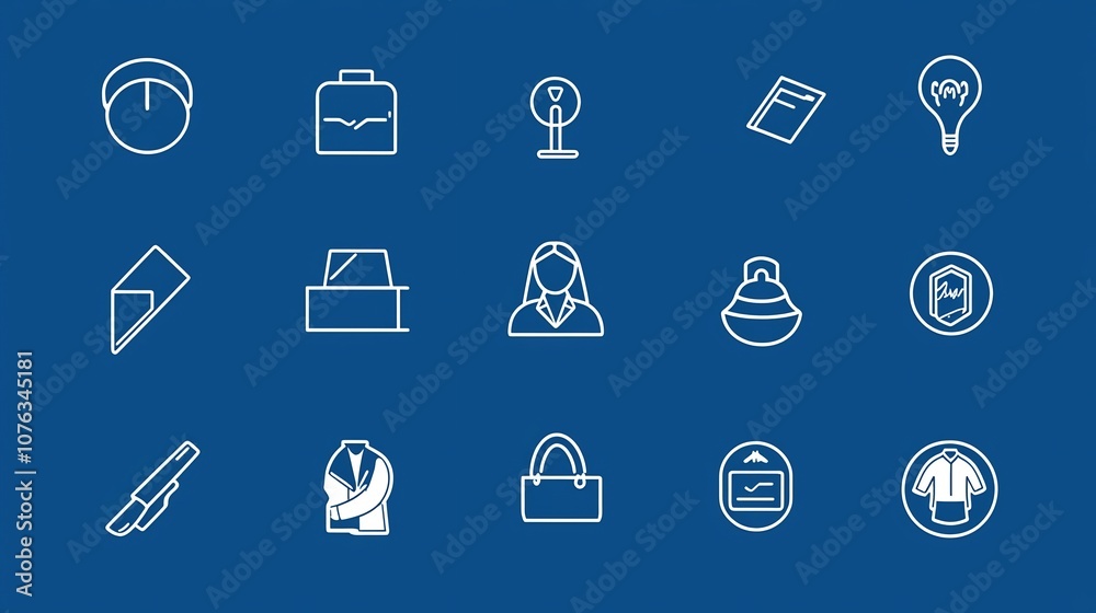 Leinwandbilder comprehensive icon set showcasing essential elements of a reception desk including receptionist hote