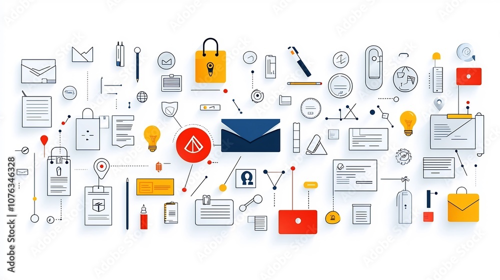 Poster Thin line icon set focused on creating and editing digital information including symbols for adding documents receptionist and digital a modern style