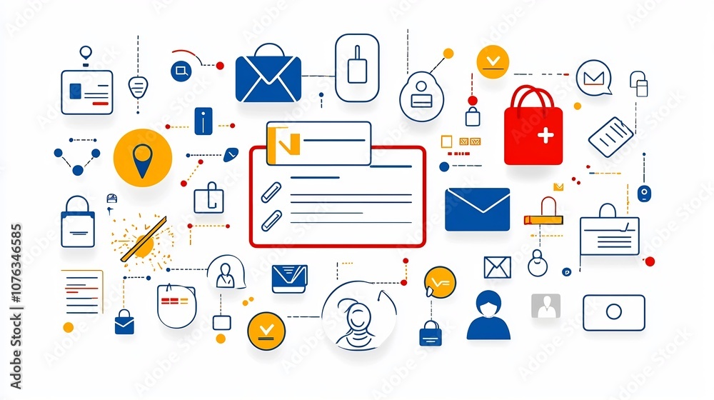 Leinwandbilder set of minimalistic icons representing receptionist assistance tools for identity and information ma