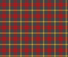 Plaid fabric pattern, black, red, yellow, seamless for textiles, and for designing clothes, skirts, pants or decorative fabrics. Vector illustration.