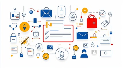 Set of Minimalistic Icons Representing Receptionist Assistance Tools for Identity and Information Management Solutions
