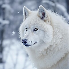 Obraz premium Weißer Wolf Portrait