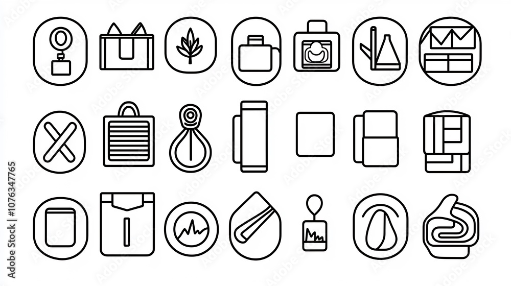 Poster Set of 30 fabric feature icons including symbols for hypoallergenic eco friendly and quick dry properties designed in a simple line style for modern minimalist and seamless use across textiles