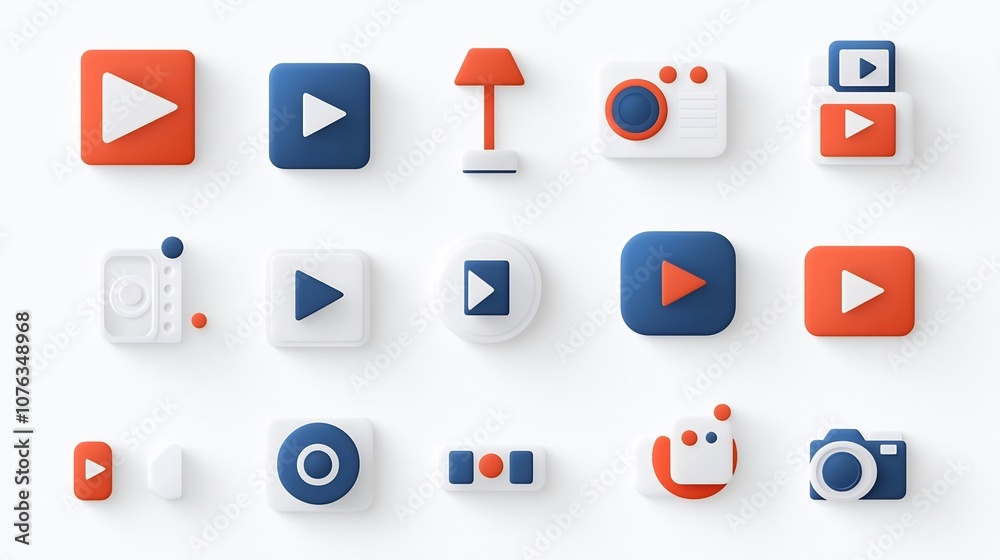 Aufkleber comprehensive icon set featuring essential multimedia controls and symbols for online video and stre