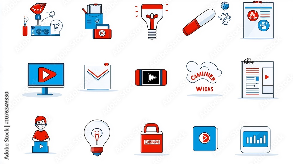Aufkleber a set of thin line icons for digital advertising marketing and business analytics the icons feature 