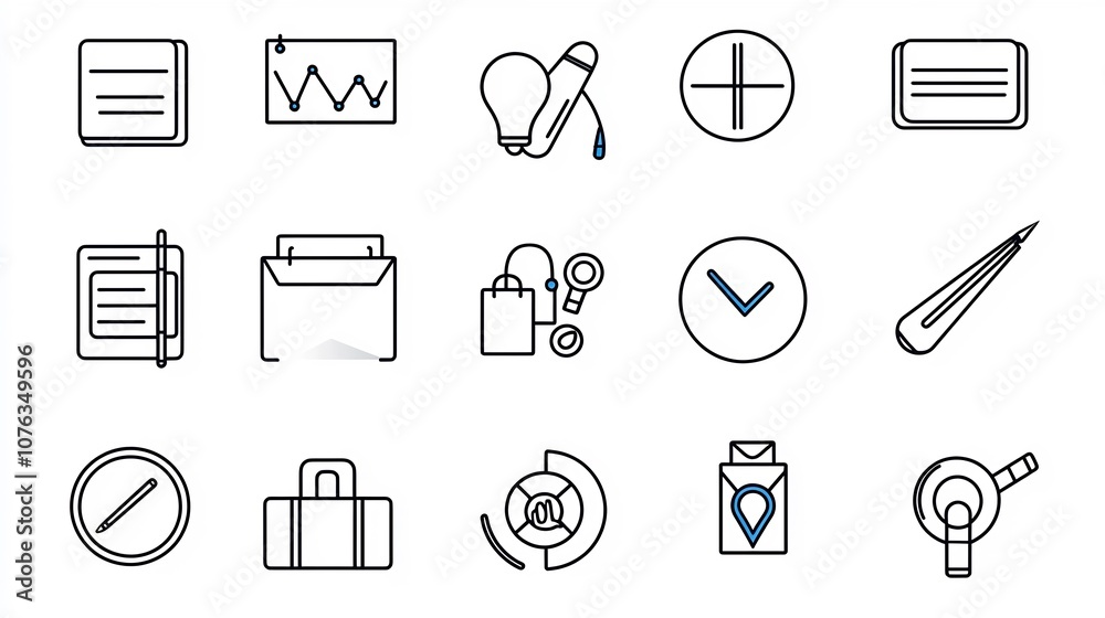 Poster collection of marketing goal and strategy symbols including target campaign and public outreach icon