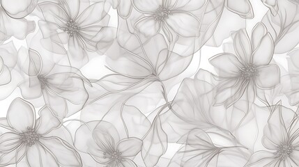 Abstract Grey Floral Pattern with Delicate Lines