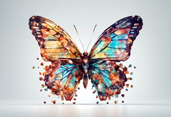 Obraz premium isolated spring insect cartoon cute butterfly illustration design whole style nature summer colourful white created body olated