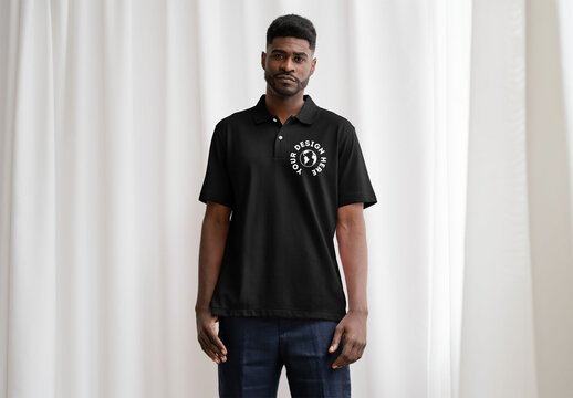 Mockup Of Man In Customizable Polo Shirt, Front View