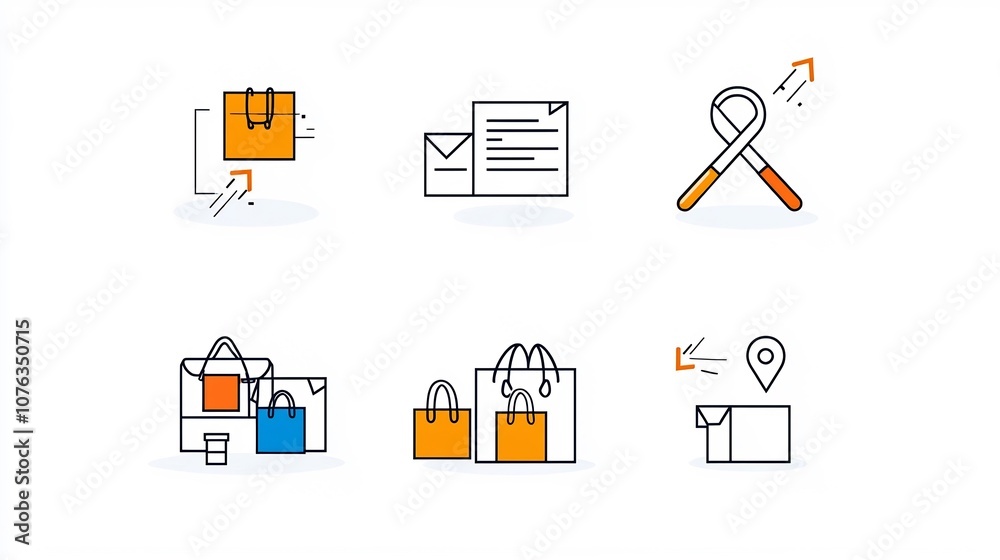 Leinwandbilder thin line icons depicting various business transactions such as agreement purchase and donation in a