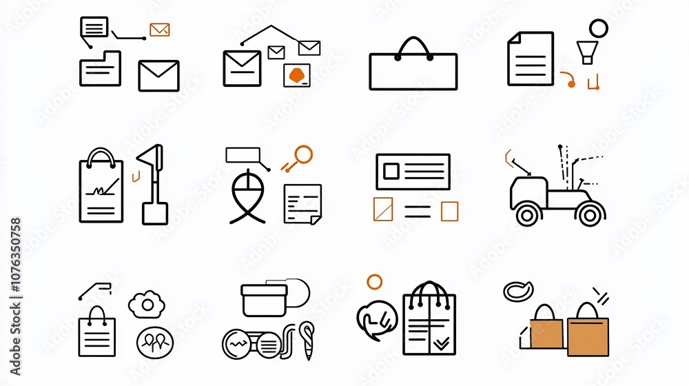 Aufkleber Thin line icons representing various business transactions and agreements such as purchase donation and contract signing designed in a clean minimalist style