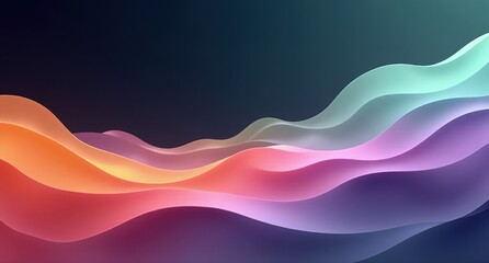 Fototapeta premium Coral, mint, lavender, and mustard shades swirl gently over a dark background, creating a dreamy abstract design with flowing lines in Substance Painter style.