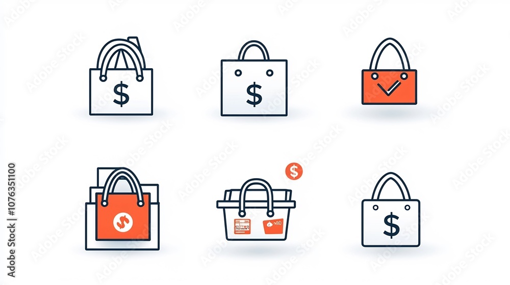 Poster set of thin line icons focused on financial aspects of marketing featuring donation money and purcha