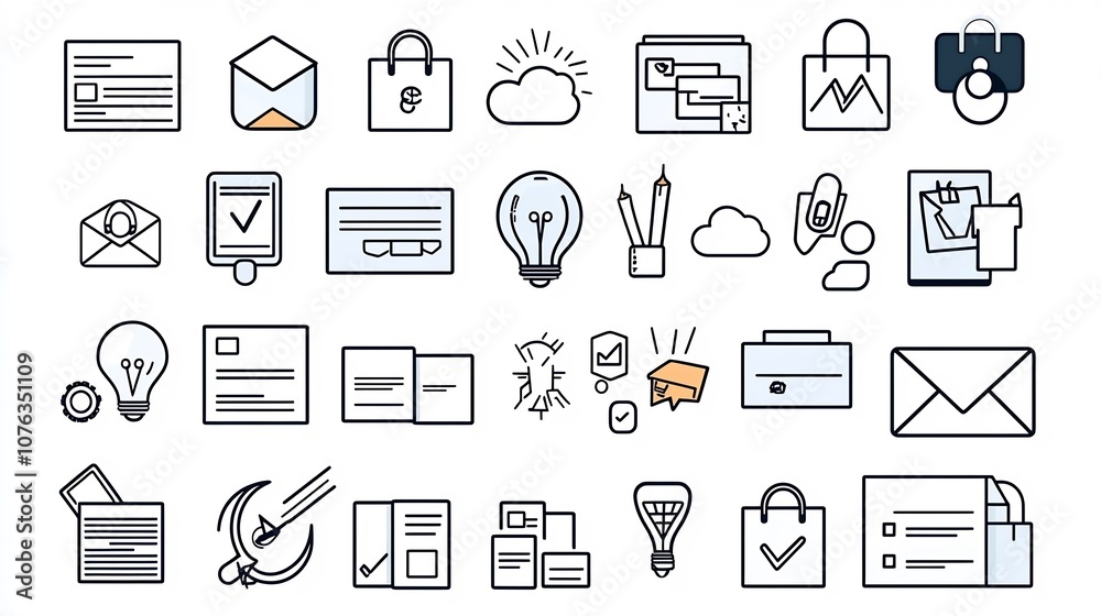 Leinwandbilder comprehensive collection of minimalistic business and marketing icons featuring agreement donation a