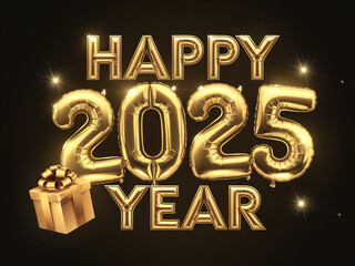 greeting new year 2025 card with balloons