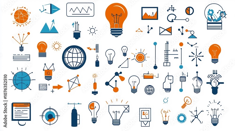 Poster creative of knowledge icon set with imagery of light bulb owl and globe representing creativity inte