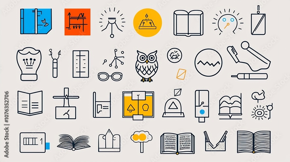 Aufkleber minimalist icons and showcasing the concepts of imagination cognition and mental clean modern design