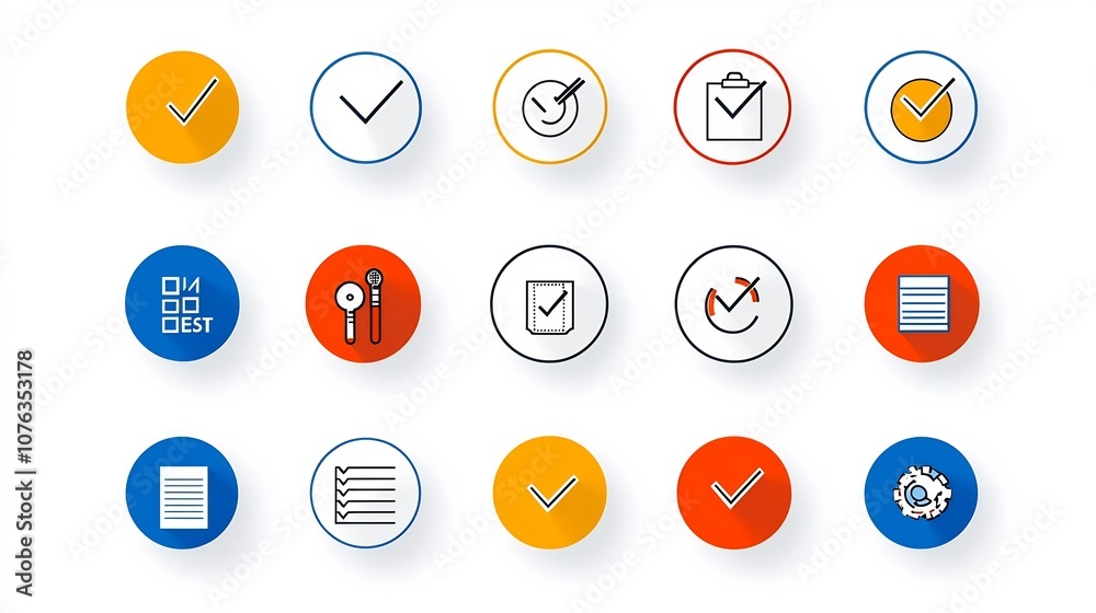 Aufkleber Minimalist icon set designed for inspection evaluation and assurance processes  Includes symbols for checklists testing reviews and other control measures