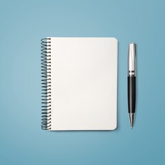 Mockup of a white notebook and pen on the background