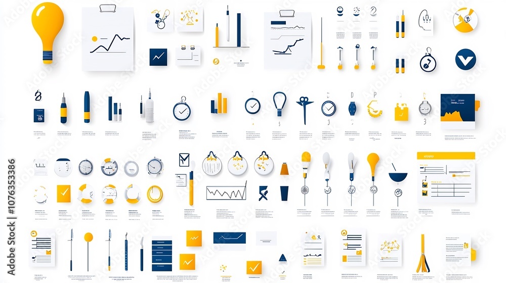 Aufkleber Comprehensive Icon Set Illustrating Evaluation and Management Data Visualization Concepts  Includes Symbols for Analysis Reporting and Other Business Intelligence and Data Analytics Metrics