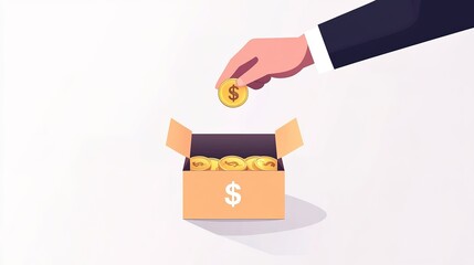 Coin House in glass jars and boxes, cartoon illustrations of donation events,generated with AI.