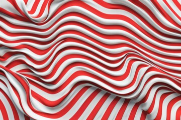 The flag dances elegantly in the wind, its vivid colors swirling and rippling. Sunlight illuminates the fabric, highlighting the rich red and white stripes, embodying national pride.