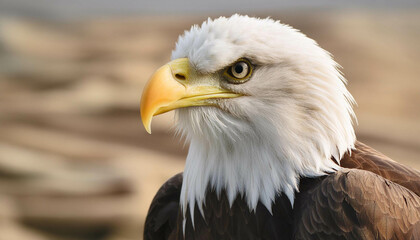 Obraz premium Bald eagle portrait, head and shoulders, side view