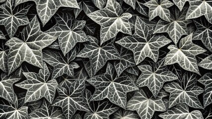 Abstract Black and White Geometric Leaves Pattern Featuring Ivy Design for Modern Food Photography Backgrounds and Textures in Culinary Art and Gourmet Presentations