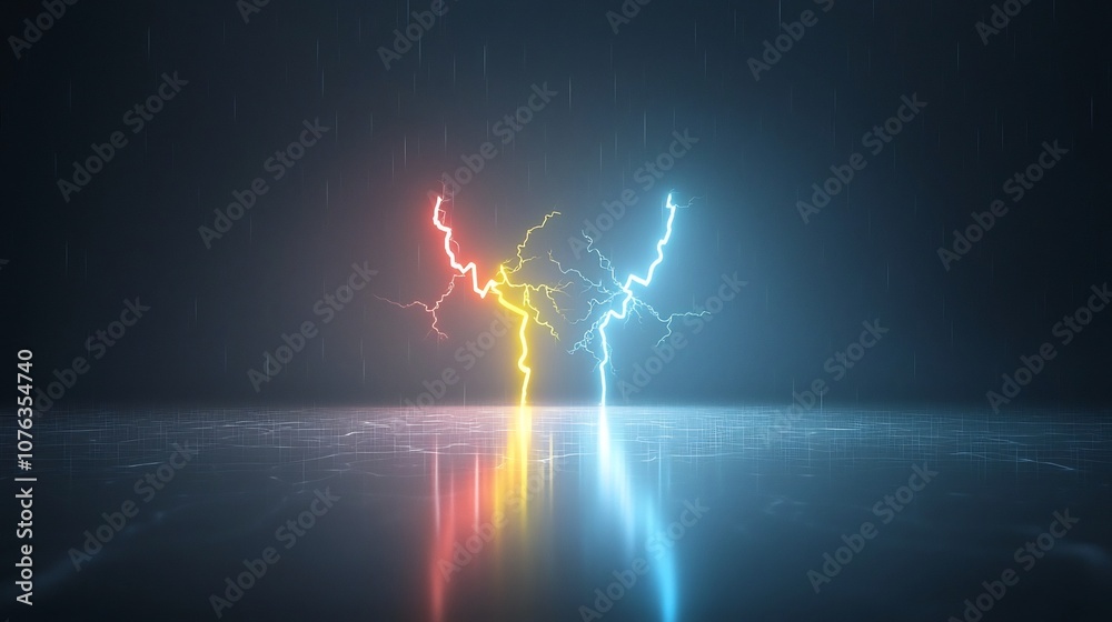 Aufkleber Multicolored lightning sparks spreading out in sharp electrifying forms glowing vividly on a transparent background for high impact futuristic imagery  Powerful