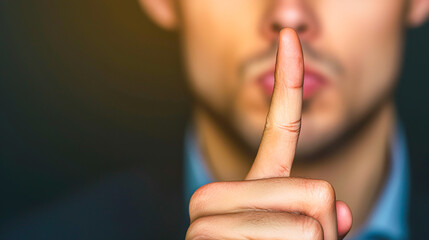 Man Making Gesture to Keep Quiet or Silent