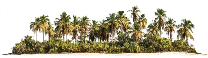 Obraz premium Lush Tropical Island with Palm Trees and Foliage