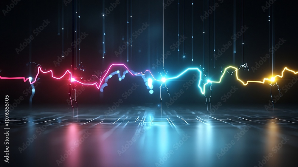 Leinwandbilder intense and colorful electrical sparks with sharp branching patterns emitting a glowing high energy 